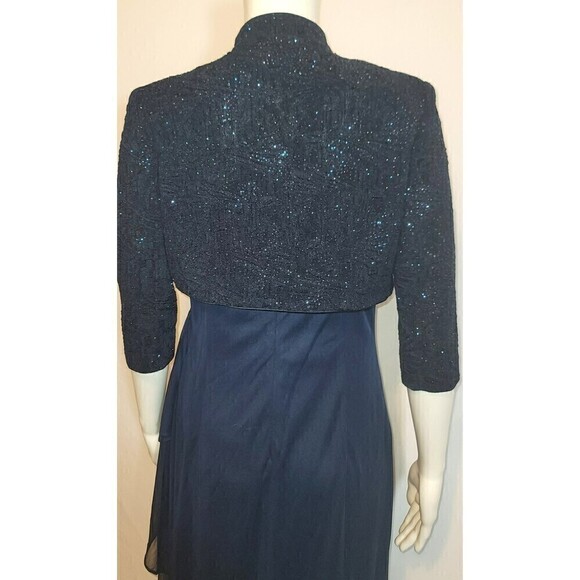 Alex Evenings Navy Blue Draped Column Gown With Bolero Jacket Size 6P - Picture 9 of 16